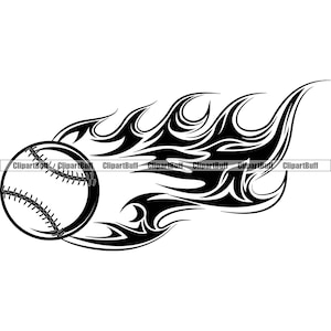 Baseball Ball Flame Fire Flaming Hot eSports Game League Fantasy Sports School Team Bases Symbol Tattoo Art Logo Design JPG PNG SVG Cut File