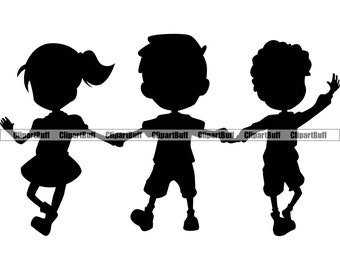 Day Care Child Preschool Education Teacher Nursery School Kids Children Playing Holding Hand Fun Playschool Logo Design JPG PNG SVG Cut File