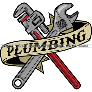 Plumbing Service Wrench Tools Color Plumber Repair Handyman Construction Repairman House Home Art Company Logo Design JPG PNG SVG Cut File