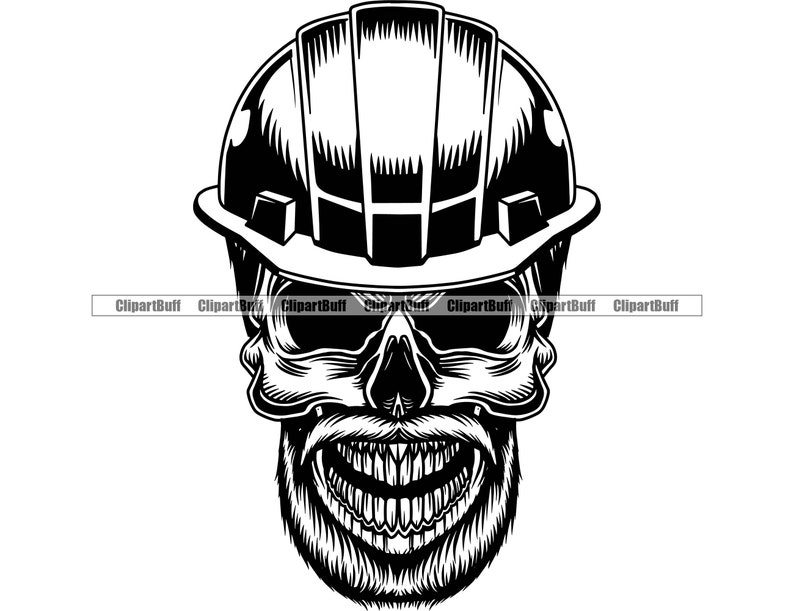 Construction Skull Helmet Hardhat Build Builder Labor Beard - Etsy