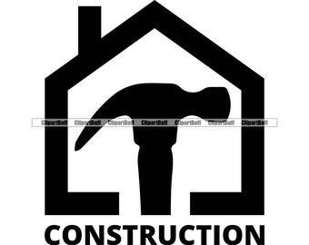 Logotipo de construcción Martillo Casa de servicio Trabajo Trabajo Reparación Carpintero Contratista Handyman Fix Company Diseño de negocios JPG PNG SVG Archivo de corte