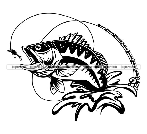Bass Fishing Pole Rod Reel Lure Freshwater Fish Catch Angler Sport Badge  League Equipment Emblem Background Art Logo Design JPG PNG SVG Cut -   Canada