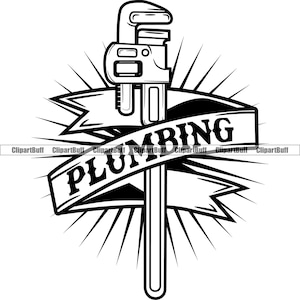 Plumbing Service Wrench Tool Plumber Repair Handyman Leak Pliers Construction Repairman House Home Fix Art Logo Design JPG PNG SVG Cut File