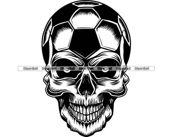 Balón de fútbol Esqueleto Cráneo Cabeza Malvado Gol Patada Deporte Juego Deportes Liga eSports Pelota Equipo Símbolo Tatuaje Arte Logo Diseño JPG PNG SVG Archivo de corte