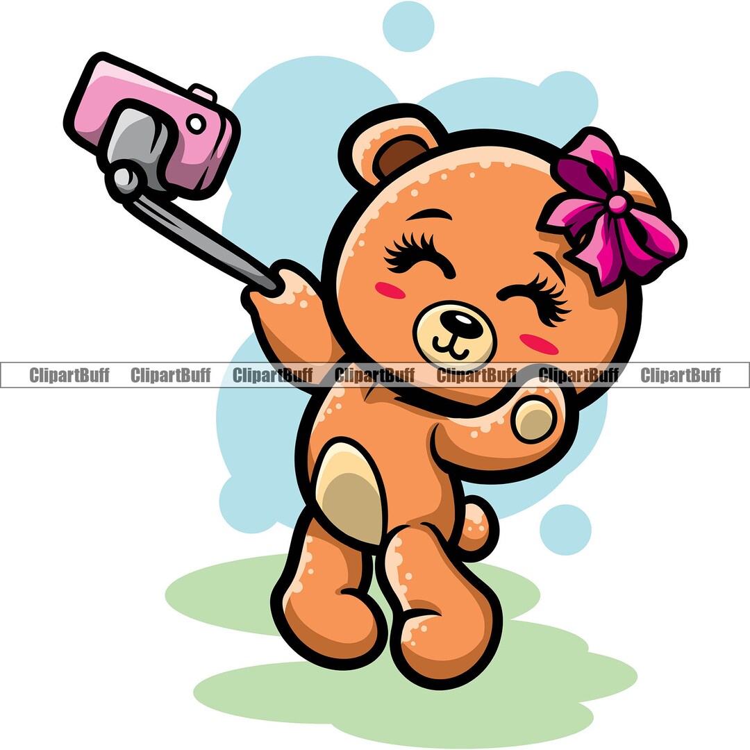 Cute Teddy Bear Taking Selfie Camera Photo Picture Female Woman Lady ...