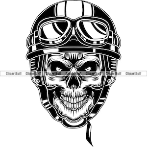 Face Head Motorcycle Helmet Skull Biker Rider Road Drive Speed Skeleton Head Bone Face Evil Face Tattoo Art Logo Design JPG PNG SVG Cut File