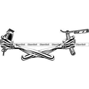 Scheletro Mano Barbiere Trimmer Clippers Rasoio Teschio Barbiere Salone Taglio di capelli Taglio di capelli Parrucchiere Business Design Elemento PNG SVG