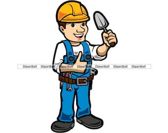 Mason Masonry Handyman Concrete Man Brick Layer Worker Wall Renovation Builder House Fix Cement Company Logo Design Art JPG PNG SVG Cut File