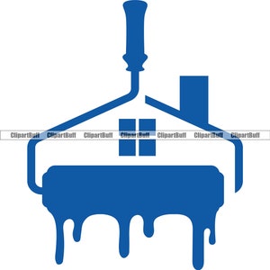 Casa Pintura Pintor Rolo de Pintura Rolo Construção Residencial Empresa de Reparos Handyman Business Builder Logo Design JPG PNG SVG Arquivo de corte