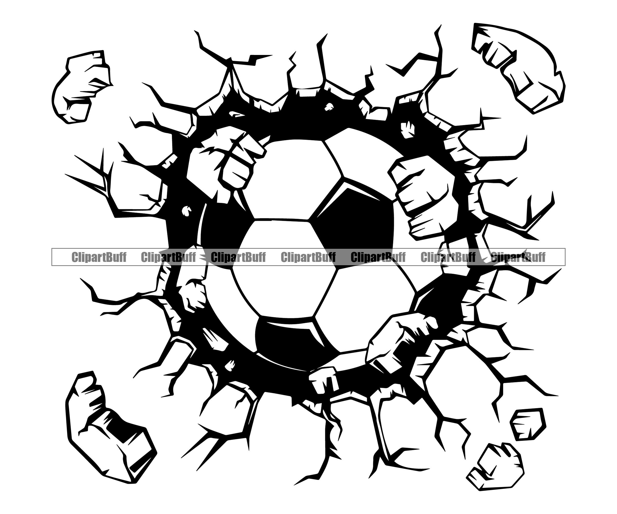 Soccer Ball Break Breaking Cracked Wall Goal Kick Sport Game League ...