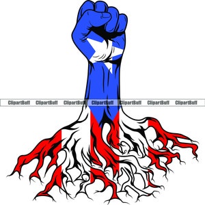 Puerto Rico Rican Flag Pride Fist Hand Arm Family Tree Roots Lifestyle Power Fight Unity Spanish Interest Logo Design JPG PNG SVG Cut File