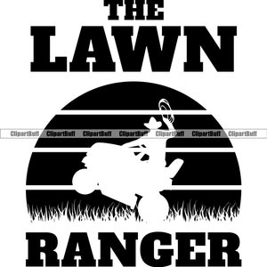 Lawn Ranger Lawncare Landscape Mowing Mow Grass Trees Landscaping Yard Gardener Cut Trimming Landscaper Business Logo Design JPG PNG SVG Cut