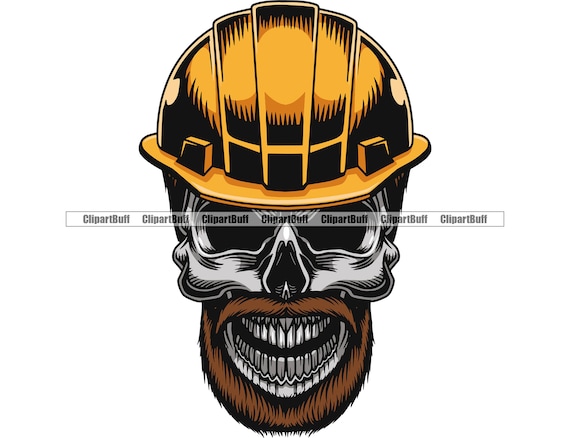 Construction Skull Hardhat Beard Build Builder Labor House - Etsy Sweden