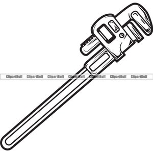 Pipe Wrench Plumbing Service Tool Plumber Repair Handyman Leak Business Residential Repairman House Home Art Logo Design JPG PNG SVG Cut