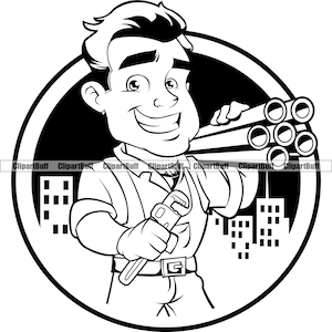Plumber Character Wrench Tool Plumbing Plumb Repair Handyman Leak Construction Repairman House Home Art Logo Design JPG PNG SVG Cut File