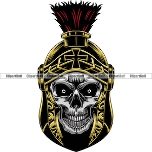 Skull Spartan Warrior Skeleton Armor Helmet Gladiator Fighter Military Soldier Battle Mascot Vintage Tattoo Logo Design JPG PNG SVG Cut File