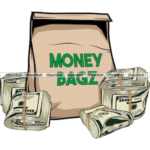 Geldbeutel Hustle Bargeld 100 Dollar Schein Knoten braun Sack Tasche Drip Hip Hop Rap Rich Hustle Hustling Zitat Farbe Tattoo Art Design PNG SVG Cut