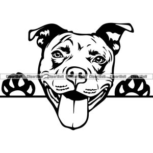 Pitbull Dog Breed Peeking Head Paw Pet Canine Pit Pup Puppy Doggy Pet Animal Pedigree Train Trainer Company Art Logo Design JPG PNG SVG Cut
