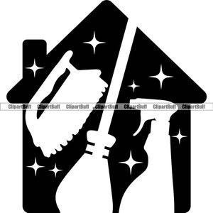 Service de ménage Ménage Ménage Femme de ménage Spray Bouteille Mop Brosse Clean Home Entreprise Concierge Emploi Logo Design JPG PNG SVG Cut