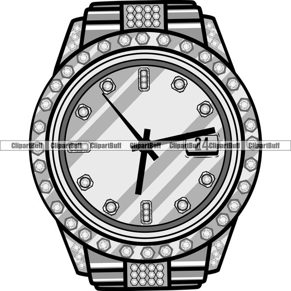 Diamond Watch Luxury Expensive Jewelry Gangster Hustle Money Hustling Business Designer Fashion Art Color Design Element PNG SVG Cut File