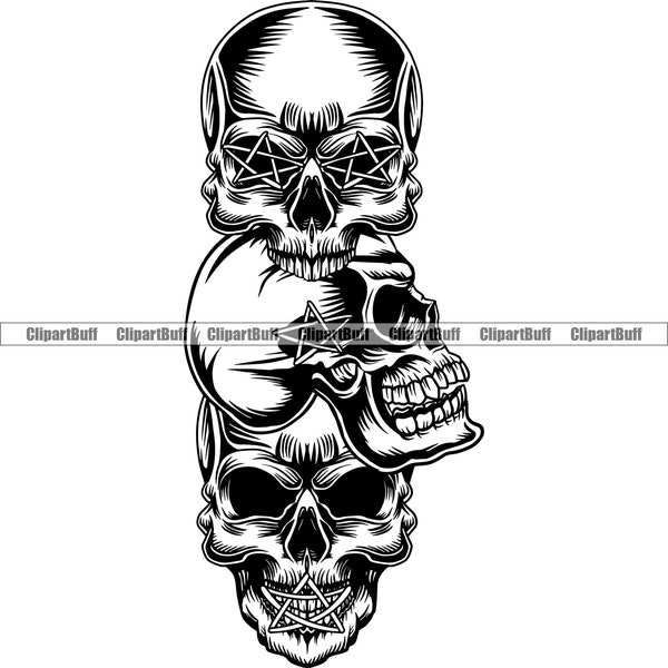 Skull Hear No Evil See No Evil Speak No Evil Png Etsy