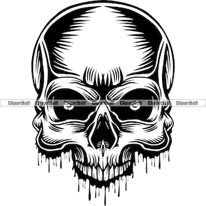Bloody Skull Head Blood Dripping Eyes Drip Head Bones Face Grim Dead Human Skeleton Halloween Scary Tattoo Logo Design JPG PNG SVG Cut File