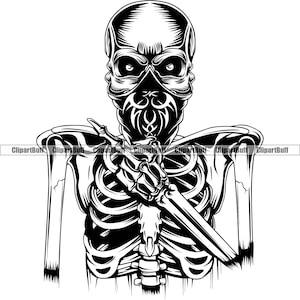Crâne Majeur Phoenix Bandanna Masque Squelette Os Humain Mort Horreur Maléfique Zombie Effrayant Tatouage Biochimique Logo Design JPG PNG SVG Cut
