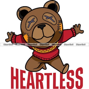 Harteloze Gangster Teddy Bear Eye Stitches College Sweater Jumping Cartoon Hip Hop Rap Boss Swag Drip Trap Tattoo Art Logo Design PNG SVG