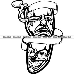 Clown masker Gun Shot Eye Smoke Trap Hood Gangster Thug Boss Street Rap Hip Hop Rapper Art Hustling Tattoo Shop Design JPG PNG SVG Cut File