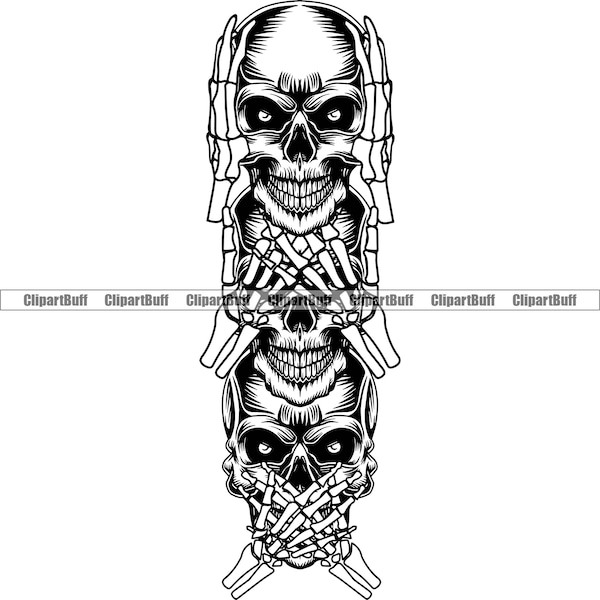 Skull Tattoos See No Evil Etsy