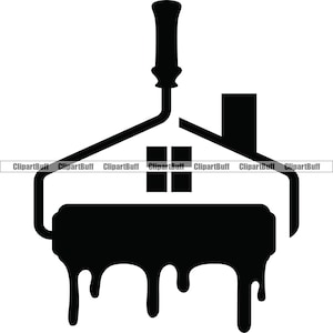 Accueil Peinture Peintre Rouleau de peinture Intérieur Extérieur Construction Résidentielle Entreprise de réparation commerciale Logo Design JPG PNG SVG Fichier coupé