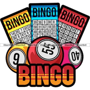 Bingo Group Activity Ball Game Sphere Las Vegas Jackpot Lottery Gamble Luck Play Win Casino Card Money Risk Fun Logo Design JPG PNG SVG Cut