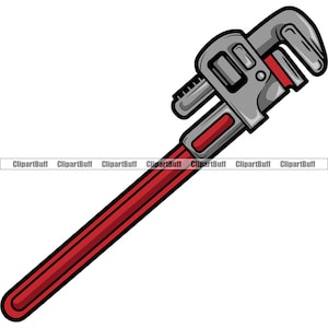 Pipe Wrench Plumbing Tool Plumber Repair Handyman Water Leak Business Residential Repairman House Home Art Logo Design JPG PNG SVG Cut File