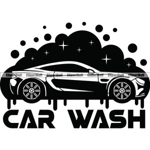 Car Wash Wassen Wasmachine Auto's Vrachtwagen Boot Schoon Schoon Reinigen Auto Detail Detail DetailIng Shine Shiny Automobile Logo Design JPG PNG SVG Cut File