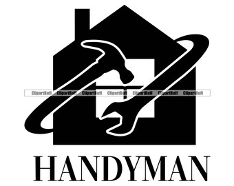Trabajador de mantenimiento Construcción Renovación de techos Arreglar contratista Empresa profesional de reparación de casas Casa Diseño de logotipo de texto JPG PNG SVG Cut File