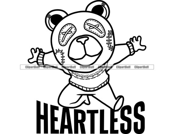 Heartless Gangster Teddy Bear Stitched Eye College Sweater 