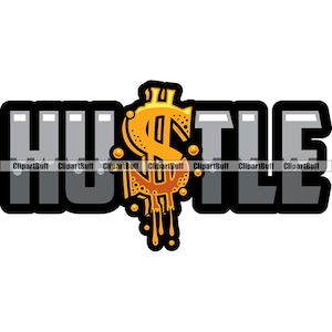 Drukte Dollarteken Druipende Geldzak Rijke Contant Zakelijk Straatmode Hip Hop Rap Rapper Hustling Kunst Kleur Ontwerp Citaat Tekst PNG SVG Gesneden