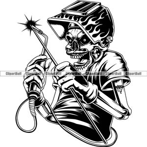 Soudage Crâne Soudeur Squelette Masque Flamboyant Casque Fabrication Fabriquer Scream Fire Tatouage Art Art Logo Design Jpg PNG SVG Cut File