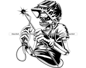 Welding Skull Weld Welder Skeleton Flaming Mask Helmet Fabrication Fabricate Scream Fire Tattoo Art Artwork Logo Design Jpg PNG SVG Cut File