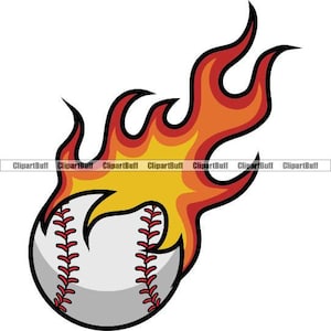 Flaming Baseball Ball Sports Game League Equipment Fire Flame Burn Burning eSports Gamer Symbol Tattoo Art Logo Design JPG PNG SVG Cut File