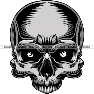 Skull Head Eyes Bones Bone Face Cranium Grim Decay Dead Human Skeleton Halloween Anatomy Scary Evil Tattoo Logo Design JPG PNG SVG Cut File