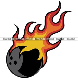 Flaming Bowling Bowl Bowler Ball Sports Game League Équipement Feu Flamme Brûler eSports Symbole Tatouage Art Logo Design JPG PNG SVG Cut