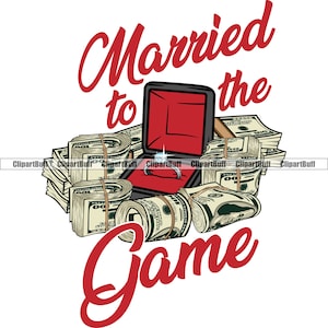 Sposato con il gioco Diamond Ring Gangster Money Stack Roll Cash Rich Star Hustle Hip Hop Rap Rapper Hustling Art Design JPG PNG SVG File di taglio