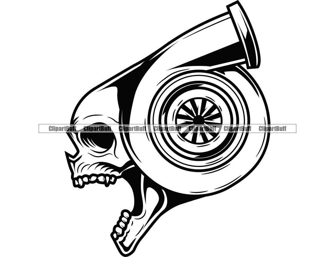Skull Turbo Engine Screaming Skeleton Head Biker Mechanic Garage Shop ...