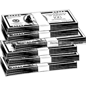 100 Cento Dollari Banconote Pile Nodi Cash Money Stack Rubber Band Rich Wealth Wealthy Bank Currency Business Logo Design JPG PNG SVG Cut