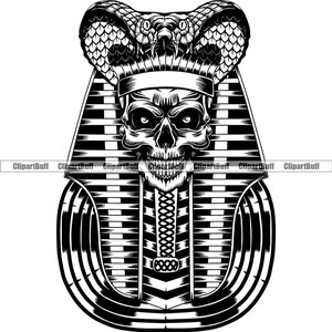Egyptische schedel Farao oude Egypte skelet Cobra hoofd graf oude geschiedenis historische Cairo Gold King Art Tattoo Design PNG SVG gesneden bestand