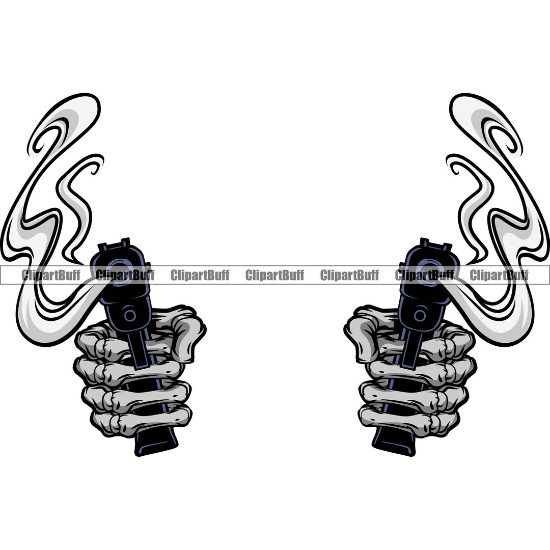 Skeleton Hands Holding Guns Smoke Bone Human Dead Evil Danger Devil