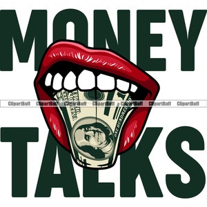 Money Talks Gangster Hustle Cash Tongue Mouth 100 Dollar Bill Hip Hop Rich Hustle Hustling Quote Color Tattoo Art Design PNG SVG File di taglio