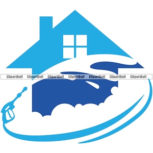Power Pressure Wash Spray Jet Clean Water Washer Washing Cleaner Cleaning House Handyman Business Company Logo Art Design JPG PNG SVG Cut