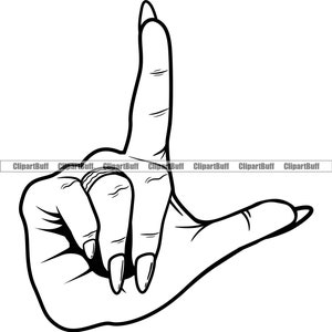 Femme Main L Loser Doigt Main Geste Ongles Attitude Fille Femme Échec Perdre Perte Expression Tatouage Art Logo Design JPG PNG SVG Cut